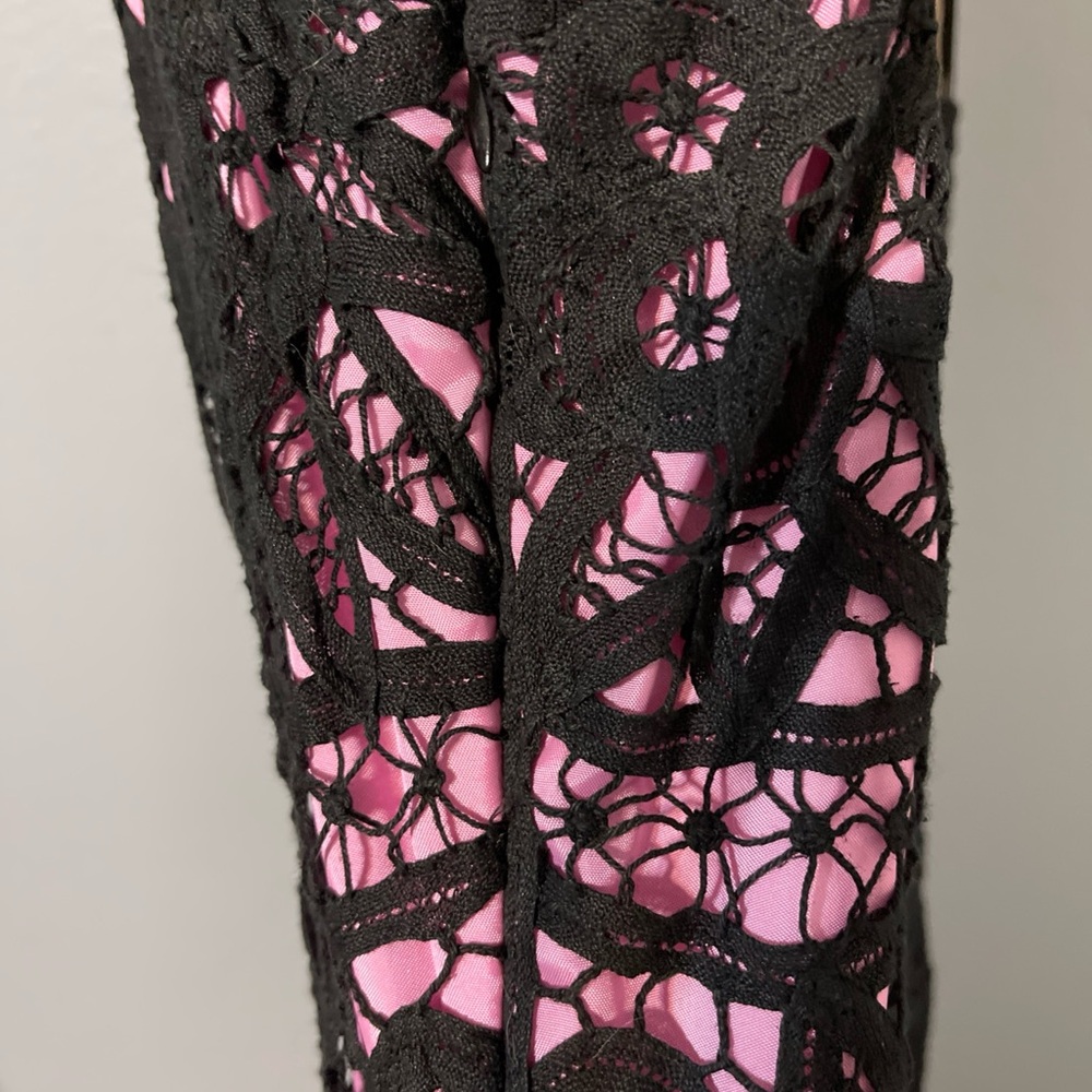 Vtg Betsey Johnson Lace Overlay Dress Pink Black Goth Y2k Dark Fairy Glam Size 8 - Picture 12 of 12